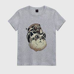 Футболка хлопковая женская Steampunk кот, цвет: меланж