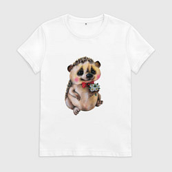 Футболка хлопковая женская Ежик, цвет: белый