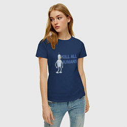 Футболка хлопковая женская Бендер Родригес, цвет: тёмно-синий — фото 2