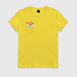 Футболка хлопковая женская Zoidberg карман, цвет: желтый