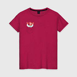 Футболка хлопковая женская Zoidberg карман, цвет: маджента