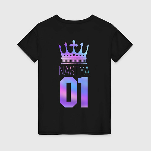 Женская футболка Nastya 01 на спине / Черный – фото 2