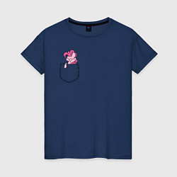 Футболка хлопковая женская Pinkie Dance в кармане, цвет: тёмно-синий