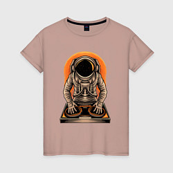 Футболка хлопковая женская Космонавт диджей - cosmo DJ, цвет: пыльно-розовый
