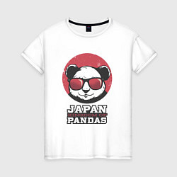 Футболка хлопковая женская Japan Kingdom of Pandas, цвет: белый