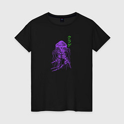 Футболка хлопковая женская Медуза, цвет: черный