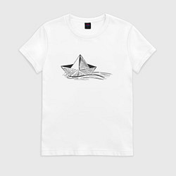 Футболка хлопковая женская БУМАЖНЫЙ КОРАБЛИК PAPER BOAT Z, цвет: белый