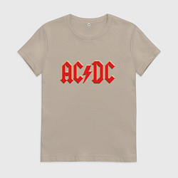 Футболка хлопковая женская ACDC, цвет: миндальный