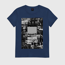 Футболка хлопковая женская Agust D, цвет: тёмно-синий