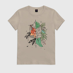 Футболка хлопковая женская Geometry Fox, цвет: миндальный