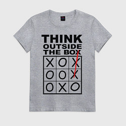 Футболка хлопковая женская THINK OUTSIDE THE BOX, цвет: меланж