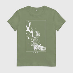 Футболка хлопковая женская Черный Аста Чёрный клевер, цвет: авокадо