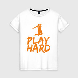 Футболка хлопковая женская Play Hard, цвет: белый