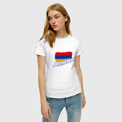 Футболка хлопковая женская Armenia Flag, цвет: белый — фото 2