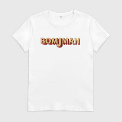 Футболка хлопковая женская BomjMan Logo, цвет: белый