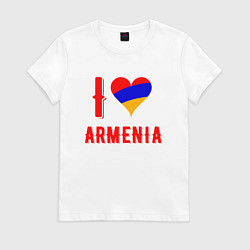 Футболка хлопковая женская I Love Armenia, цвет: белый