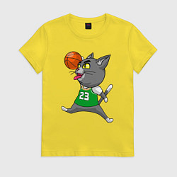 Футболка хлопковая женская Jordan Cat, цвет: желтый