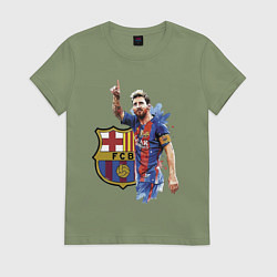 Футболка хлопковая женская Lionel Messi Barcelona Argentina!, цвет: авокадо