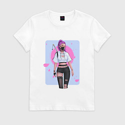 Футболка хлопковая женская Современный самурай, цвет: белый