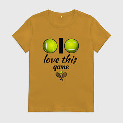 Футболка хлопковая женская Я люблю теннис, цвет: горчичный