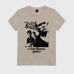 Футболка хлопковая женская Карты, деньги, два ствола, цвет: миндальный