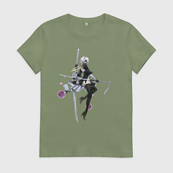 Футболка хлопковая женская 2B Nier, цвет: авокадо