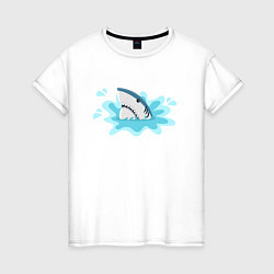 Футболка хлопковая женская Акула в воде, цвет: белый