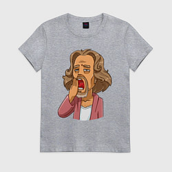 Футболка хлопковая женская Зевающий Лебовский, цвет: меланж