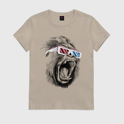 Футболка хлопковая женская Дикая горилла, цвет: миндальный