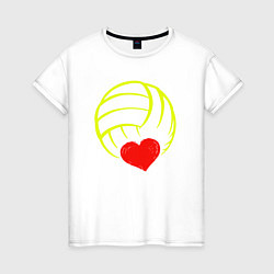 Футболка хлопковая женская Volleyball Heart, цвет: белый