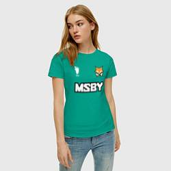 Футболка хлопковая женская MSBY BLACK JACKALS, цвет: зеленый — фото 2