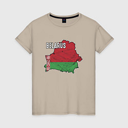 Футболка хлопковая женская Belarus Map, цвет: миндальный