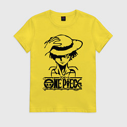 Футболка хлопковая женская Луффи пират Соломенной шляпы, цвет: желтый