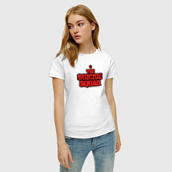 Футболка хлопковая женская The Suicide Squad лого, цвет: белый — фото 2