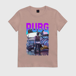 Футболка хлопковая женская PUBG NEON ПУБГ НЕОН Z, цвет: пыльно-розовый