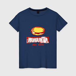 Футболка хлопковая женская Гамбургер Уорхола, цвет: тёмно-синий