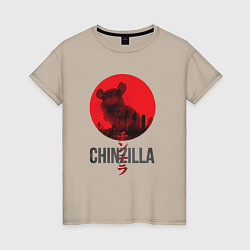 Футболка хлопковая женская Chinzilla black, цвет: миндальный