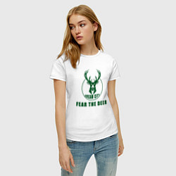 Футболка хлопковая женская Fear The Deer, цвет: белый — фото 2