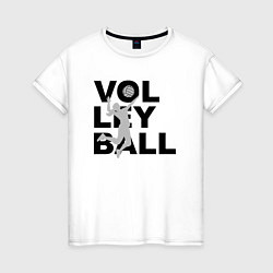 Футболка хлопковая женская Volleyball, цвет: белый