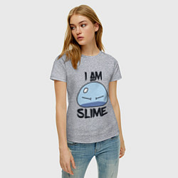 Футболка хлопковая женская I AM SLIME, Я СЛИЗЬ, цвет: меланж — фото 2