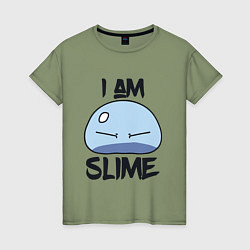 Футболка хлопковая женская I AM SLIME, Я СЛИЗЬ, цвет: авокадо