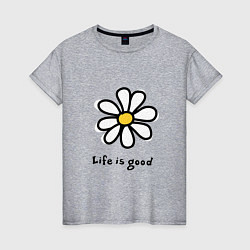 Футболка хлопковая женская LIFE IS GOOD, цвет: меланж