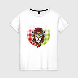 Футболка хлопковая женская Reggae Lion, цвет: белый