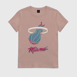 Футболка хлопковая женская Miami Heat, цвет: пыльно-розовый