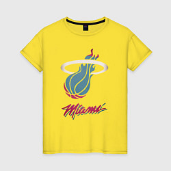 Футболка хлопковая женская Miami Heat, цвет: желтый