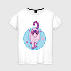 Женская футболка Розовая кошка