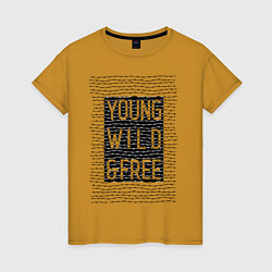 Футболка хлопковая женская YOUNG WILD &FREE, цвет: горчичный