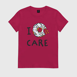Футболка хлопковая женская Мне все равно I donut care, цвет: маджента