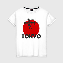 Футболка хлопковая женская Волейбол - Токио, цвет: белый