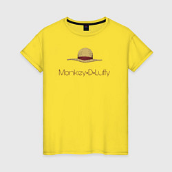 Футболка хлопковая женская Monkey D Luffy One Piece, цвет: желтый